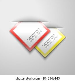 Abstract paper banner. The flat form advertising text banner poster. The flat banner image. Advertising Design shape. Vector label ribbon tag. Straight arrow ribbon banner. Set blank square realistic