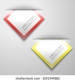 Abstract paper banner. The flat form advertising text banner poster. The flat banner image. Advertising Design shape. Vector label ribbon tag. Straight arrow ribbon banner. Set blank square realistic
