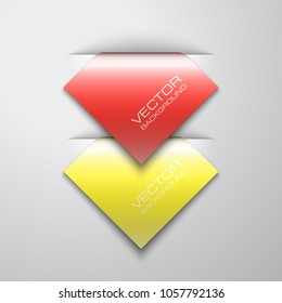 Abstract paper banner. The flat form advertising text banner poster. The flat banner image. Advertising Design shape. Vector label ribbon tag. Straight arrow ribbon banner. Set blank square realistic