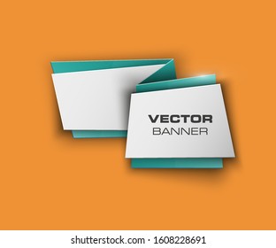 abstract paper banner. Flat paper form advertising banner poster. Flat banner corners image. Advertising Design shape. label ribbon tag. straight arrow ribbon banner