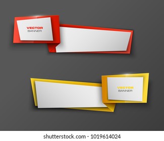 Abstract paper banner set. The flat form advertising text banner poster. The flat banner image. Advertising Design shape. Vector label ribbon tag. Straight arrow ribbon banner
