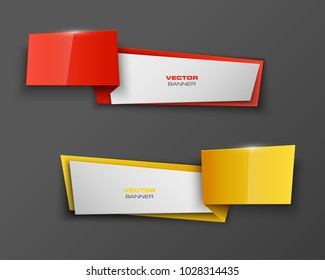 Abstract paper banner set. The flat form advertising text banner poster. The flat banner image. Advertising Design shape. Vector label ribbon tag. Straight arrow ribbon banner