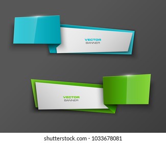 Abstract paper banner set. The flat form advertising text banner poster. The flat banner image. Advertising Design shape. Vector label ribbon tag. Straight arrow ribbon banner