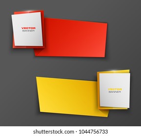 Abstract paper banner set. The flat form advertising text banner poster. The flat banner image. Advertising Design shape. Vector label ribbon tag. Straight arrow ribbon banner