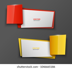 Abstract paper banner set. The flat form advertising text banner poster. The flat banner image. Advertising Design shape. Vector label ribbon tag. Straight arrow ribbon banner