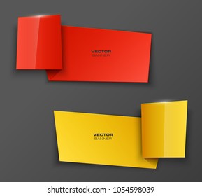 Abstract paper banner set. The flat form advertising text banner poster. The flat banner image. Advertising Design shape. Vector label ribbon tag. Straight arrow ribbon banner