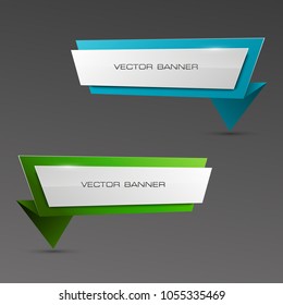 Abstract paper banner set. The flat form advertising text banner poster. The flat banner image. Advertising Design shape. Vector label ribbon tag. Straight arrow ribbon banner