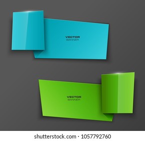 Abstract paper banner set. The flat form advertising text banner poster. The flat banner image. Advertising Design shape. Vector label ribbon tag. Straight arrow ribbon banner
