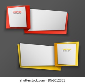Abstract paper banner set. The flat form advertising text banner poster. The flat banner image. Advertising Design shape. Vector label ribbon tag. Straight arrow ribbon banner