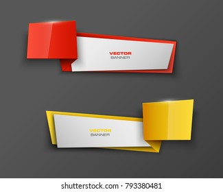 Abstract paper banner set. The flat form advertising text banner poster. The flat banner image. Advertising Design shape. Vector label ribbon tag. Straight arrow ribbon banner