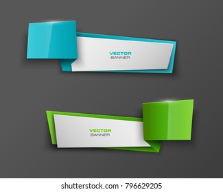 Abstract paper banner set. The flat form advertising text banner poster. The flat banner image. Advertising Design shape. Vector label ribbon tag. Straight arrow ribbon banner