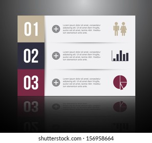 Abstract paper banners / panel template with reflection for business design, infographics,step presentation, progress, number options, websites or workflow layout. Clean and modern style