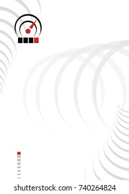 Abstract paper blank with sensor sign. Gray circles background for document workflow. Vector background with white and gray tones.