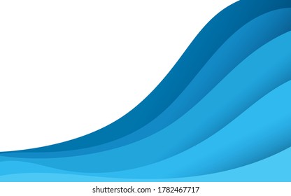 Resumen de papel azul fluidos ondulación fondo vectorial estilo plano