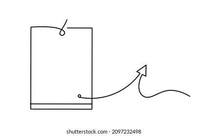 Papel abstracto, libro con flecha como dibujo de línea sobre fondo blanco. Vector