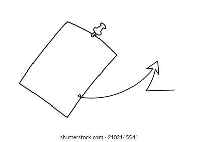 Papel abstracto, libro con flecha como dibujo de línea sobre fondo blanco. Vector