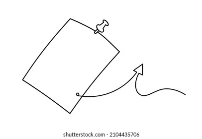 Abstract paper, book with arrow as line drawing on white background. Vector