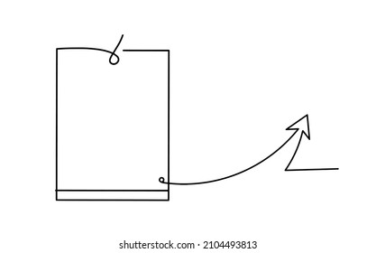 Abstract paper, book with arrow as line drawing on white background. Vector