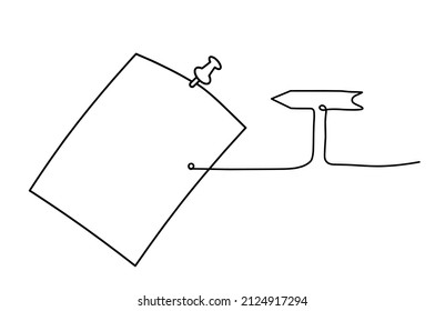 Abstract paper, book with arrow as line drawing on white background. Vector