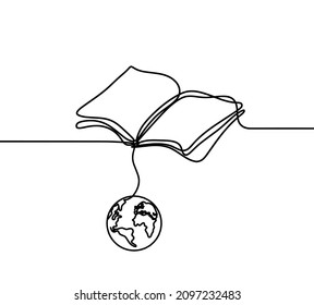 Papel abstracto, libro con globo como dibujo en fondo blanco. Vector