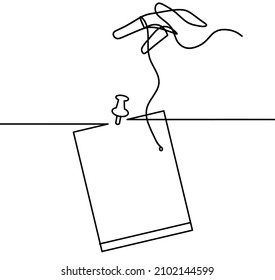Abstract paper, book with hand as line drawing on white background. Vector