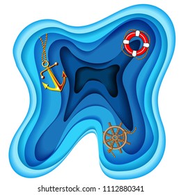 Abstract paper carve background in blue colors. Vector illustration.