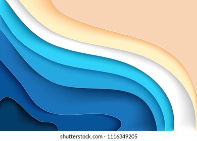 Abstract paper carve background in blue colors. Vector illustration.