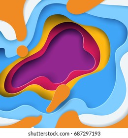Abstract paper carve background with colorful color.Paper art style shapes design vector illustration.