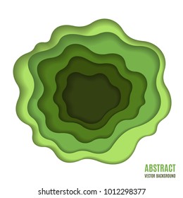 Abstract paper carve background in green colors. Paper cut layer style. Design element for flyers, presentations and posters. Vector illustration.