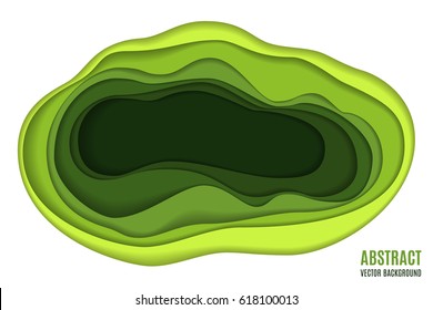 Fondo abstracto de papel tallado en color verde. Ilustración vectorial.
