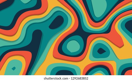 Abstract paper carve template background, Realistic 3d layered bending objects, for 3D abstract paper art style