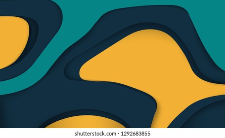Abstract paper carve template background, Realistic 3d layered bending objects, for 3D abstract paper art style