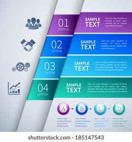 Abstract paper chart infographics layout template with choice buttons and business icons vector illustration