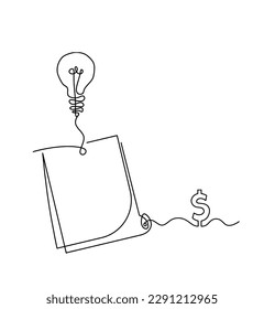 Papel abstracto con clip de papel y dólar como dibujo de línea en blanco como fondo. Vector