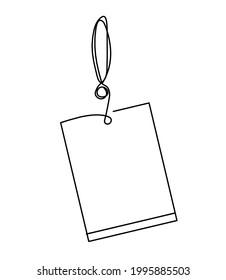 Abstract paper with paper clip and exclamation mark as line drawing on white as background. Vector