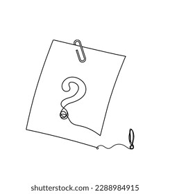 Papel abstracto con clip de papel y signo de exclamación como dibujo de línea sobre blanco como fondo. Vector