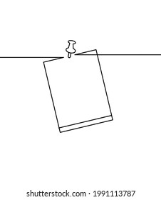 Abstract paper with paper clip as line drawing on white as background. Vector