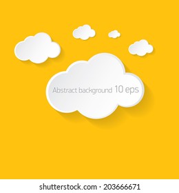 abstract Paper clouds background with shadows. Vector illustration of white cloud . Eps10.