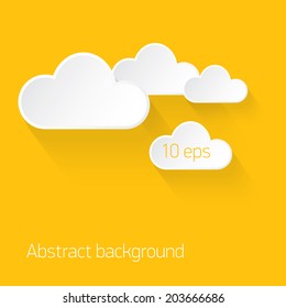 abstract Paper clouds background with shadows. Vector illustration of white cloud . Eps10.