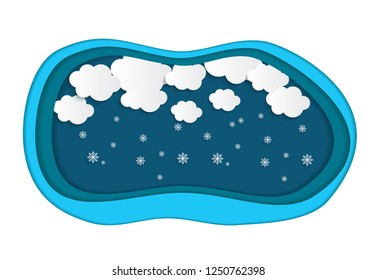 Abstract Paper Clouds with Snowflakes Vector Illustration EPS10