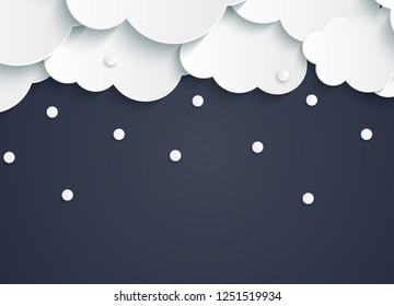 Abstract Paper Clouds with Snowflakes Vector Illustration EPS10