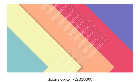 Abstract Paper Colorful Background with Memphis Papercut Style and Pastel Color for Wallpaper
