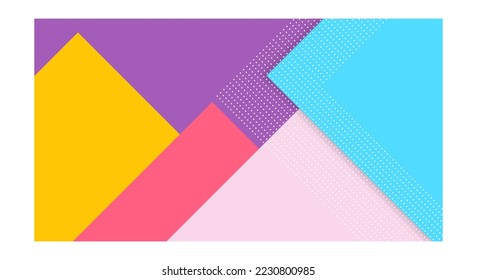 Abstract Paper Colorful Background with Memphis Papercut Style and Pastel Color for Wallpaper