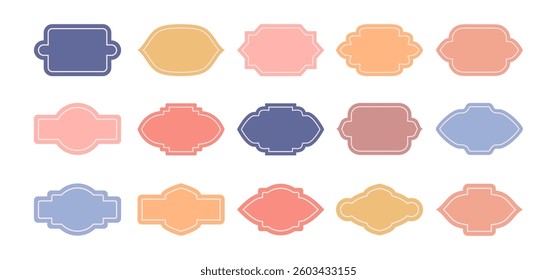 Abstract paper craft gift tags, old fashioned die cut knief cardboard frames, labels vector set.