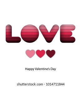 Abstract Paper craft of pink layer in Love word for valentine graphic design idea concept