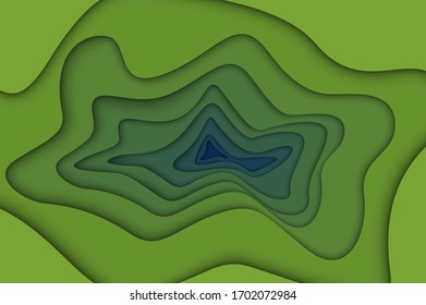 fondo 3d de corte de papel abstracto. diseño de formas de onda verde y azul imagen vectorial