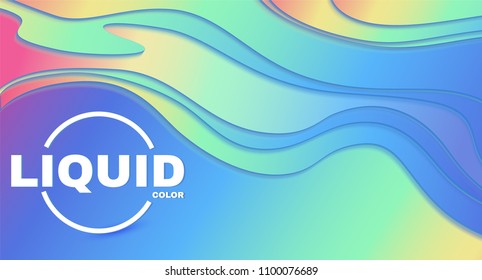 Abstract Paper Cut 3D Wave Background. Rainbow Coloe Soft Design. Vector illustration