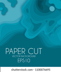 Abstract Paper Cut 3D Wave Background. Colorful Design. Vector illustration
