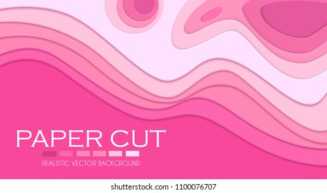 Abstract Paper Cut 3D Wave Background. Colorful Design. Vector illustration