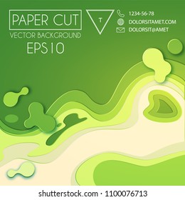 Abstract Paper Cut 3D Wave Background. Colorful Design. Vector illustration
